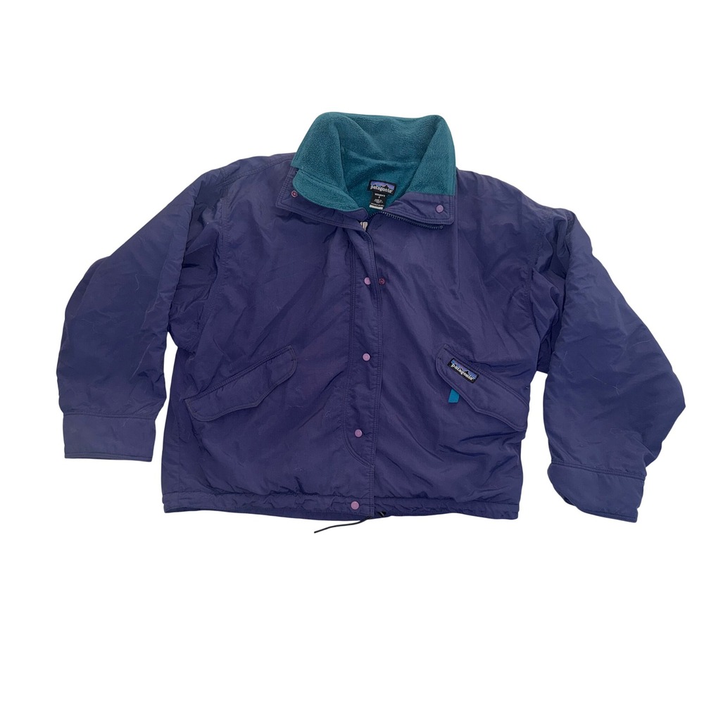 Patagonia Vintage Shelled Synchilla Jacket Purple Teal Fleece Lined Womens S USA